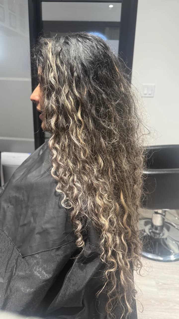 Hair color on curly hair done at Anita's Beauty, Germantown TN