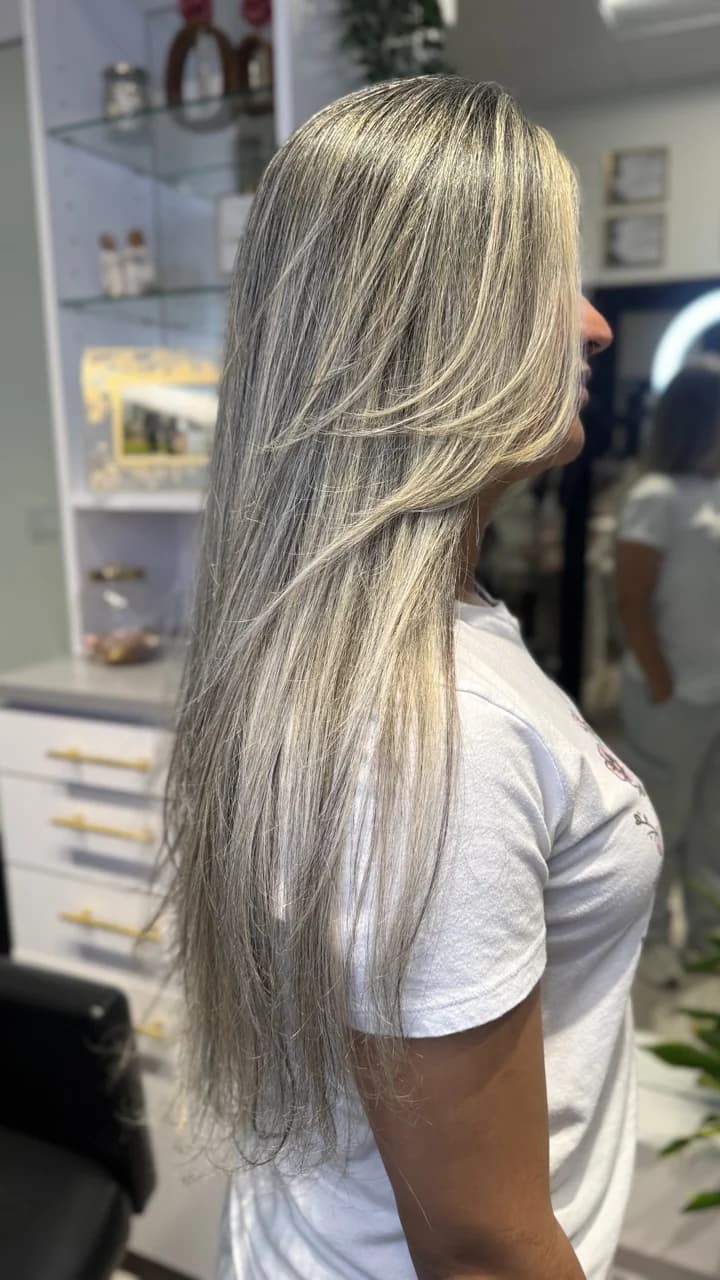 Long blonde balayage by Ana at Anita's Beauty, Germantown TN